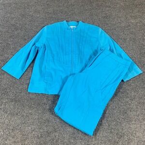 VTG Lilly of California‎ Suit Womens Large Medium Blue Jacket Pants 30x28 USA